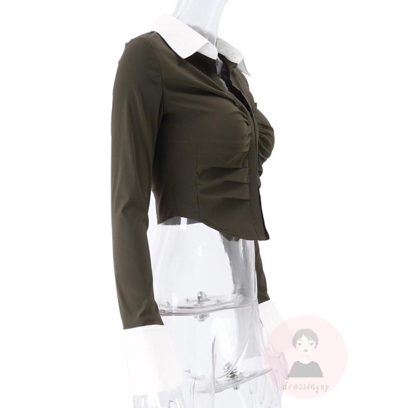 Áo Thun Tay Dài Màu Sắc Tương Phản Phong Cách Retro Dành Cho Nữ