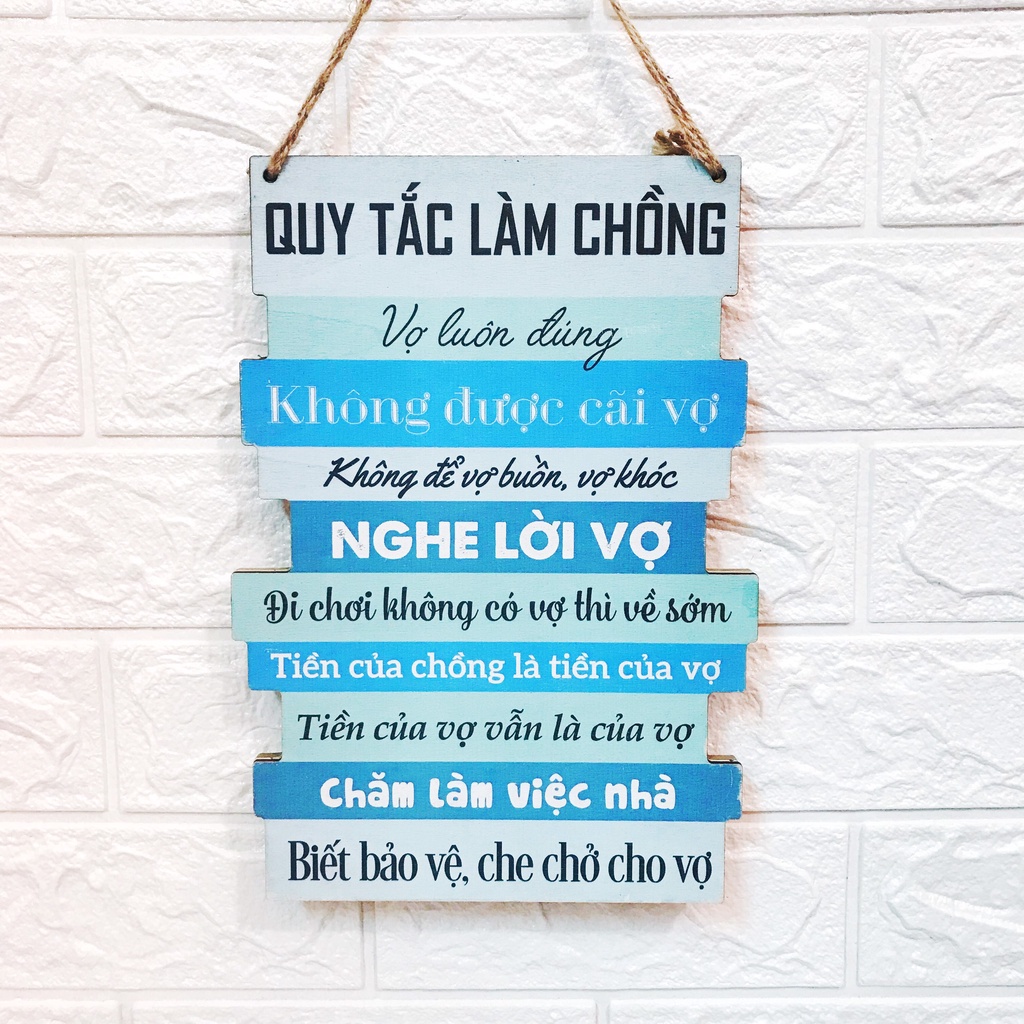 Bảng gỗ trang trí Ohay – Quy tắc làm chồng (Tặng móc dán + móc đinh)