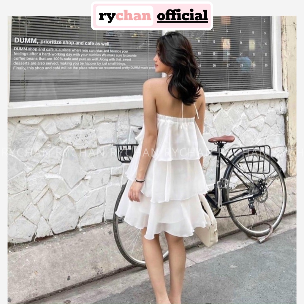Đầm Váy Nữ Dạo Biển Form Ngắn Cổ Yếm 3 Tầng Sang Trọng Thanh Lịch Màu Trắng [ẢNH THẬT CUỐI] - DX9899