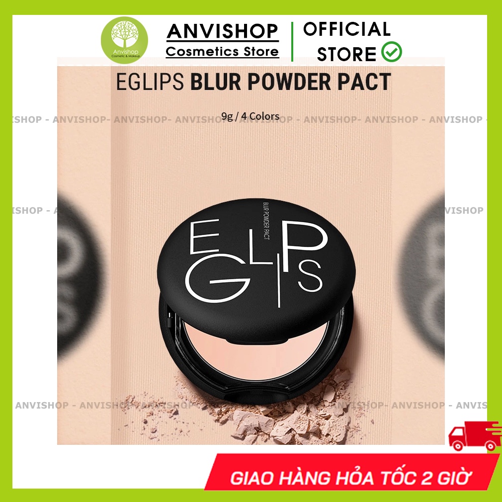 Phấn Phủ Dạng Nén Eglips Blur Powder Pact 9g (vỏ đen)