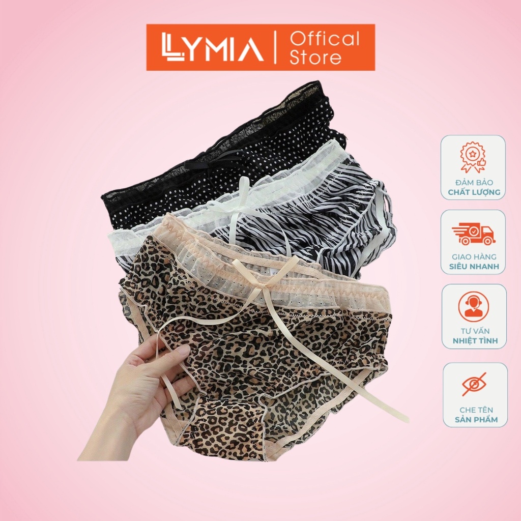 Quần lót nữ ren lưới sexy họa tiết da báo cao cấp co dãn thoáng mát 3305