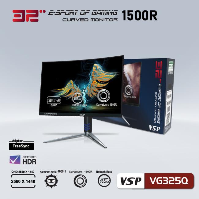 Màn hình cong 32inch 2K QHD VSP VG325Q ESport Gaming - HDR/FreeSync/165Hz/4ms/LCD VA/1500R - BẢO HÀNH 2 NĂM 1 ĐỔI 1