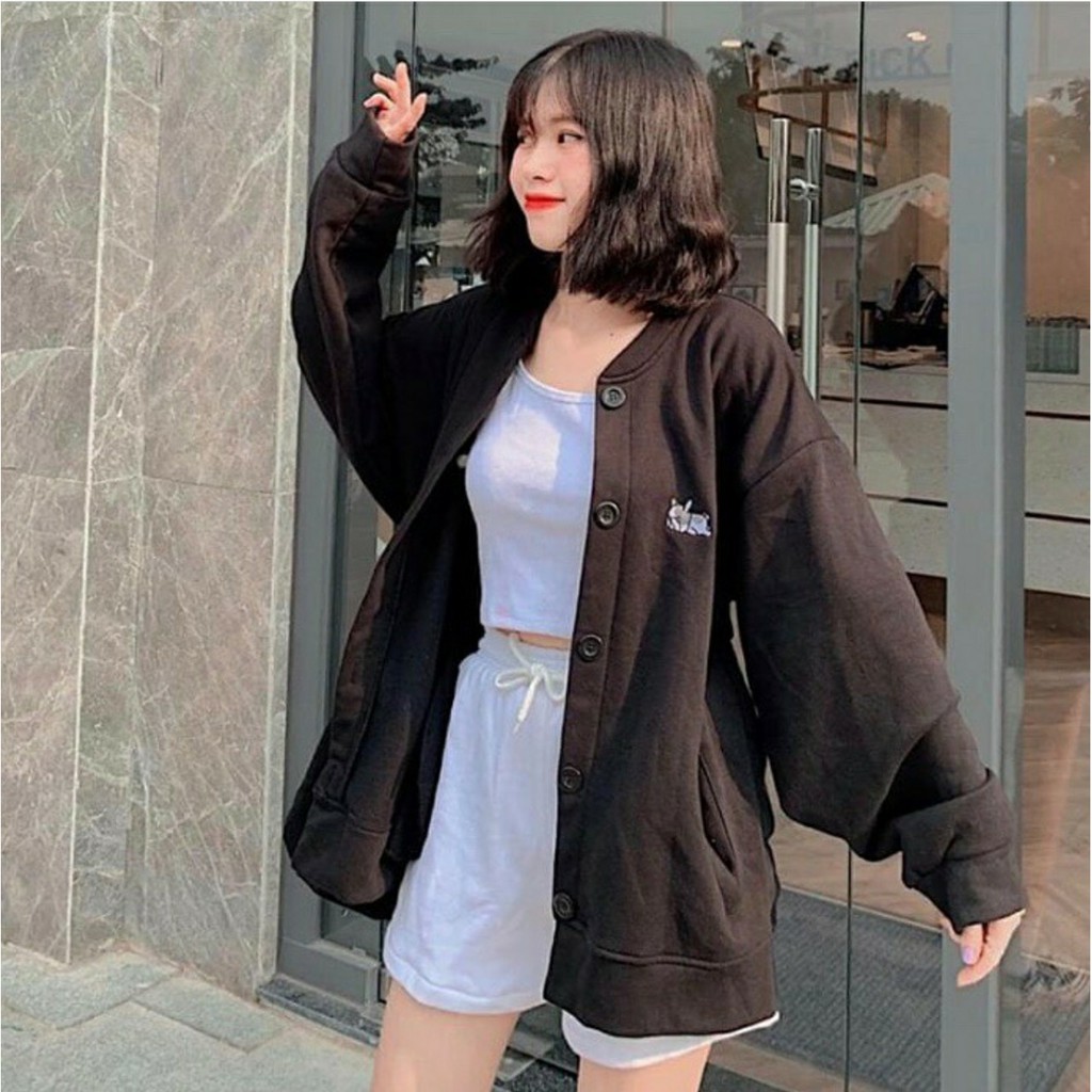 REESHIP 50 - Áo Khoác Nỉ Form Rộng Bomber PUPPY Cadigan Ulzzang | BigBuy360 - bigbuy360.vn