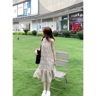 Đầm 2s tầng nữ kiểu nhún ngực dáng xoè kèm lót trong freesize Pumi