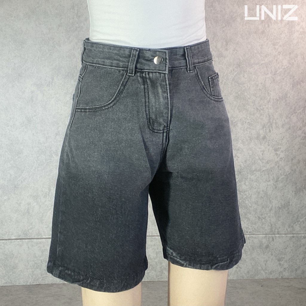 Quần Short Đùi Nữ Loang UNIZ ShortLoangP012 (2 Màu), Unisex, Dáng Lửng, Ống Rộng, Cạp Cao, Vải Jean Mềm, Co Giãn Nhẹ