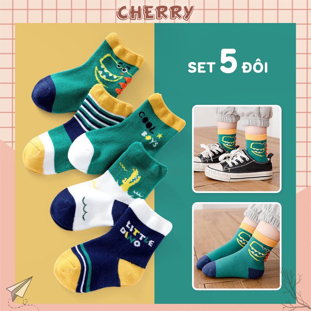 Tất cho bé gái trai kiểu dáng đáng yêu, sét tất vớ trẻ em chất liệu vải Hàn thoáng mát- Cherry Shop