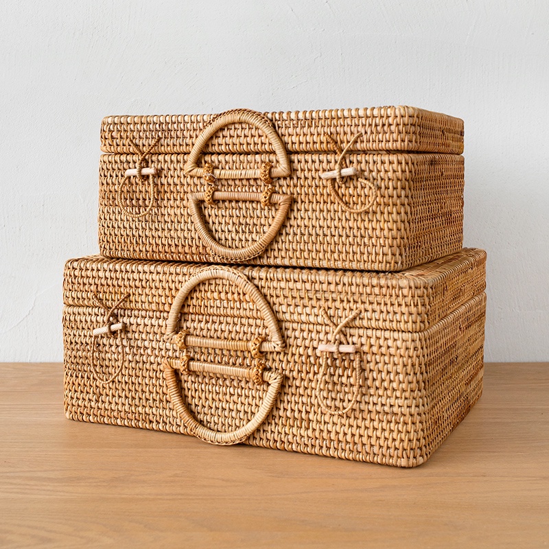 Giỏ mây tre đan thủ công Việt Nam BAMBOOO ECO đựng quần áo đồ cá nhân trang trí để phòng khách phòng ngủ khách sạn