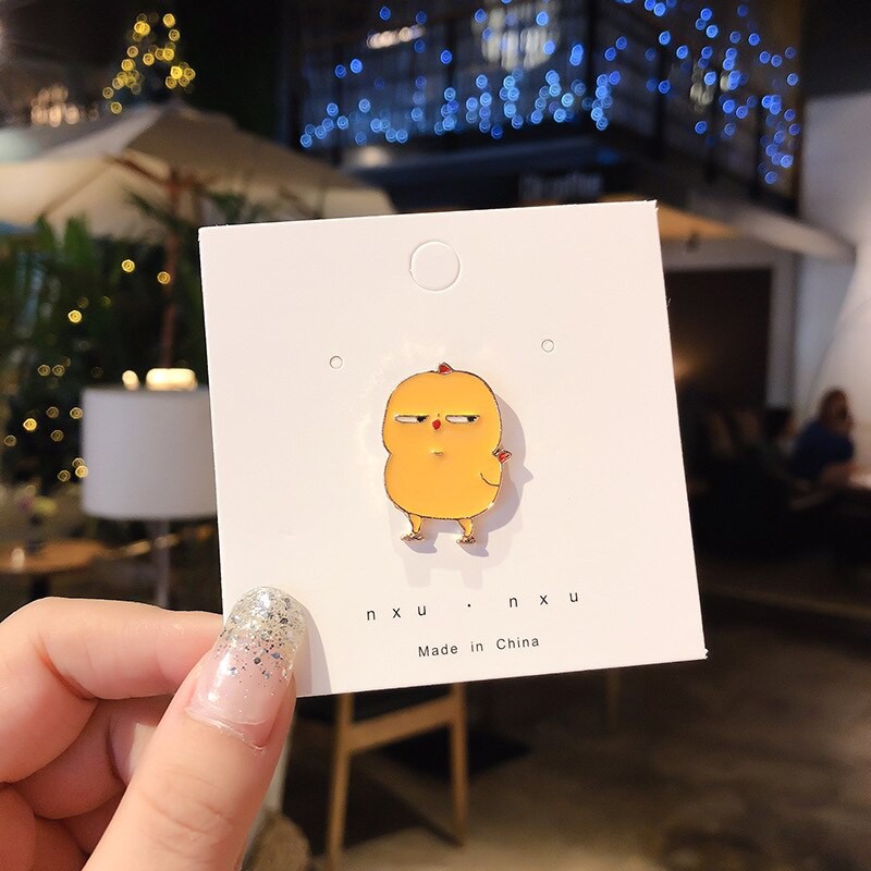 Pin cài áo gà cau có stickers zalo chat siêu cute - GC114