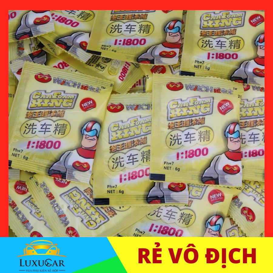 Bột rửa xe không chạm, tạo bọt tuyết rửa xe hơi, ô tô, xe máy Cao cấp WILCH siêu đậm đặc (loại 6gram/1gói) - Giá 1 gói