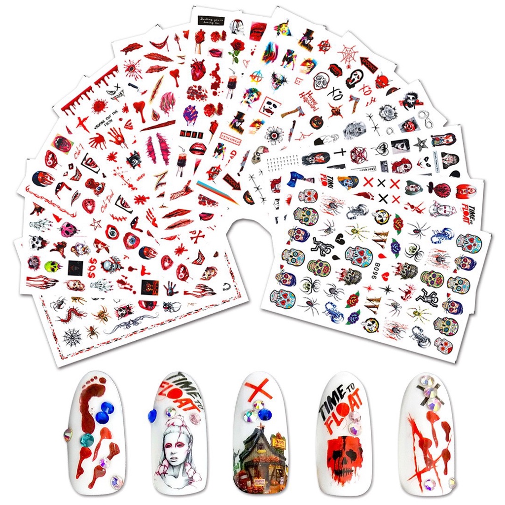 Nail dán Sticker Halloween Độc Đáo Trang Trí Móng Nghệ Thuật Lễ Hội