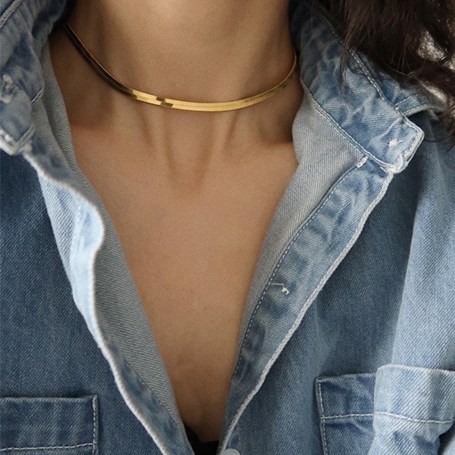 Vòng Cổ Choker Màu Sắc Bạc / Vàng Họa Tiết Lưỡi Dao Đơn Giản Cho Nữ