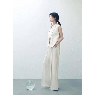 Set gile quần ống rộng thanh lịch linen premium 100%