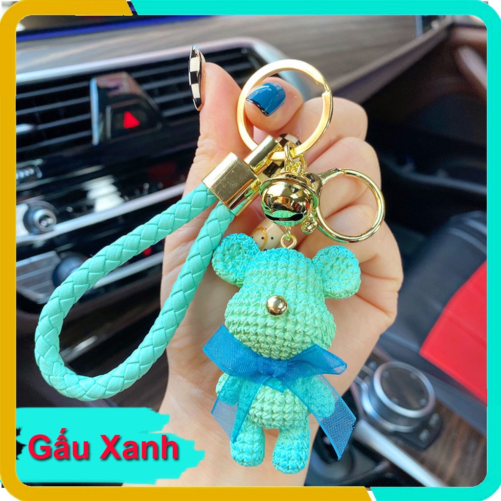 Móc Khóa Hình Gấu Hoạt Hình Dễ Thương, Gấu Len Gradient,Trang Trí Chìa Khóa Xe,Túi Xách, Balo, Mẫu Mới KB02