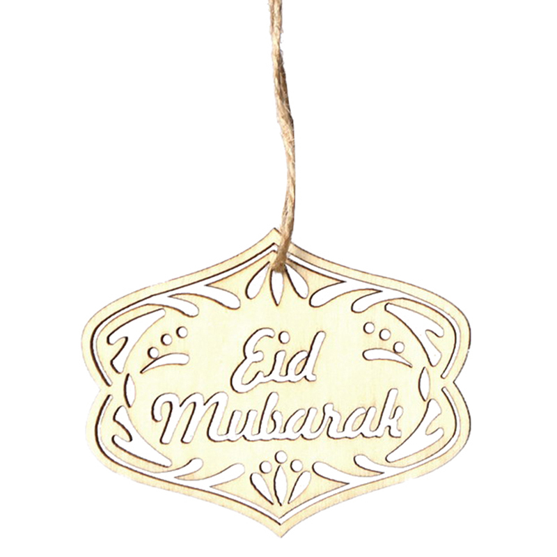 Set 10 Mặt Gỗ Khắc Chữ Eid Mubarak Trang Trí