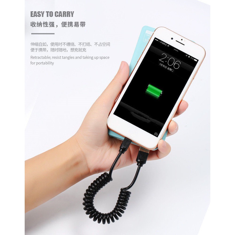 Cáp sạc lò xo Remax Rc-117m cổng micro &lt;Type-c&gt;iphone