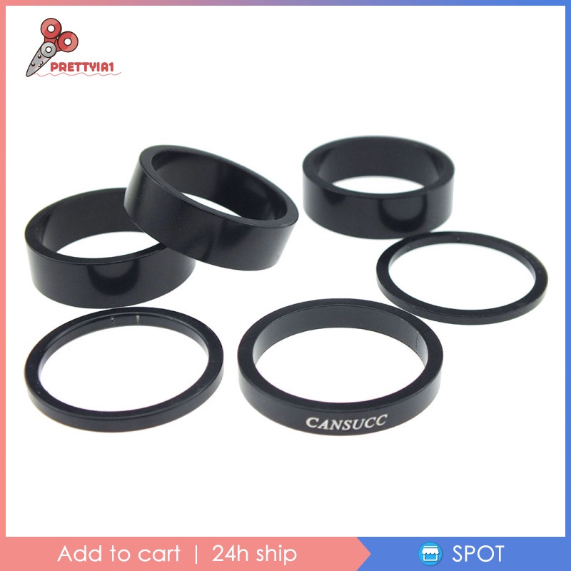 [Prettyia1] Bộ 6 Vòng Đệm Phuộc Trước Điều Chỉnh Chiều Cao Cho Thân Xe Đạp 1-1 / 8 &quot;