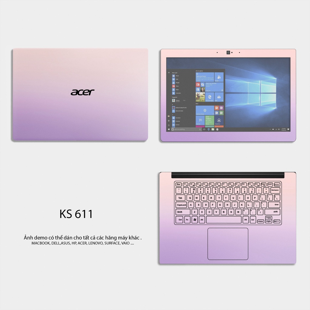 Skin Dán Laptop - Mẫu Tím Hồng Nhẹ Nhàng KS 611