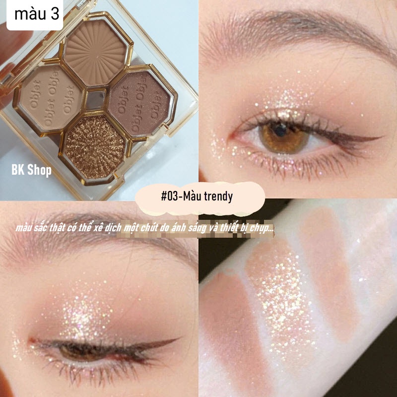 (Màu Trend) Phấn mắt 4 Ô Dikalu Mini Nội địa trung Màu Trà Sữa, Màu Đất! Dễ Dùng, Sáng Lấp Lánh
