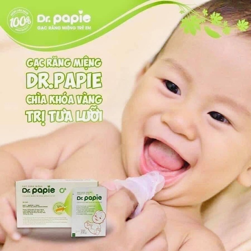Gạc vệ sinh răng miệng an toàn kháng khuẩn cho bé Dr Papie hộp 30 gói Beehouse