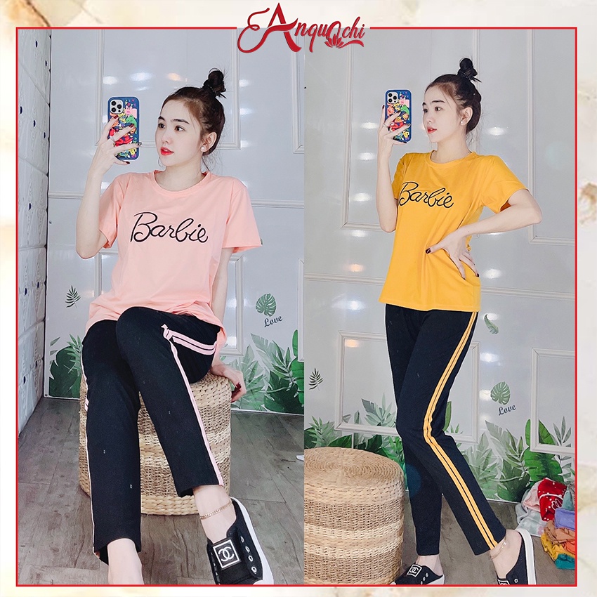 Đồ Bộ Nữ Mặc Nhà Anquachi Thể Thao Đẹp Thun Cotton Nữ Mặc Ngủ Ở Nhà Dễ Thương Quần Dài Cute A066
