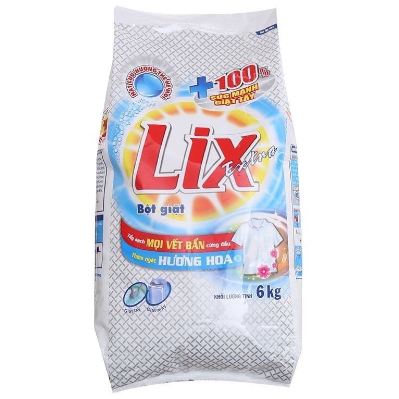 Bột giặt Lix 6kg tặng kèm nước rửa chén chanh siêu sạch