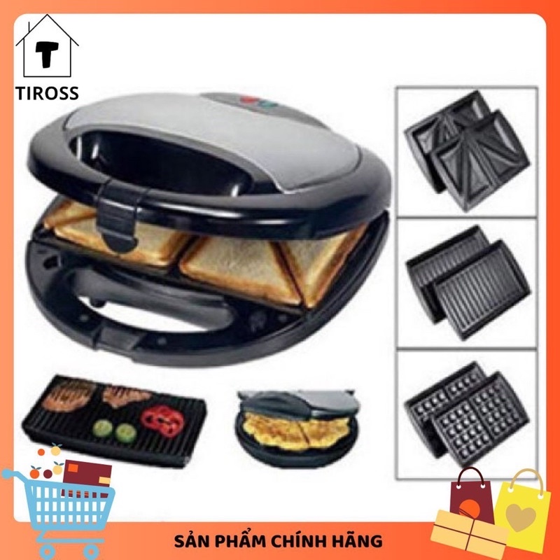 [FREESHIP] Máy nướng bánh mỳ sandwich Tiross 3 trong 1 TS513, HÀNG CHÍNH HÃNG - BH 12 tháng ♥️♥️