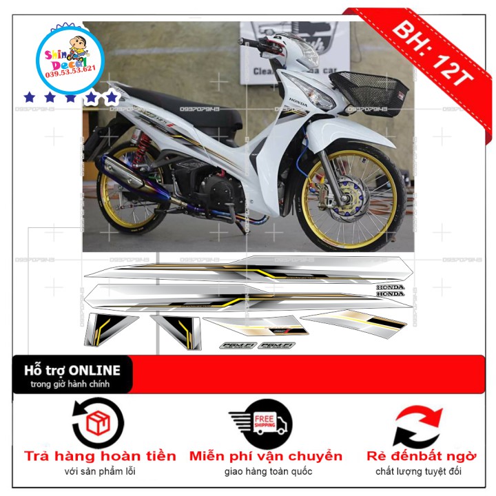 [SHIN DECAL] Tem xe wave 125i dán xe trắng