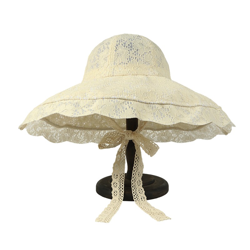 Nón Tai Bèo Vành Rộng Phối Ren Màu Sắc Ngọt Ngào Phong Cách Hàn Quốc Thời Trang Mùa Hè Cho Nữ