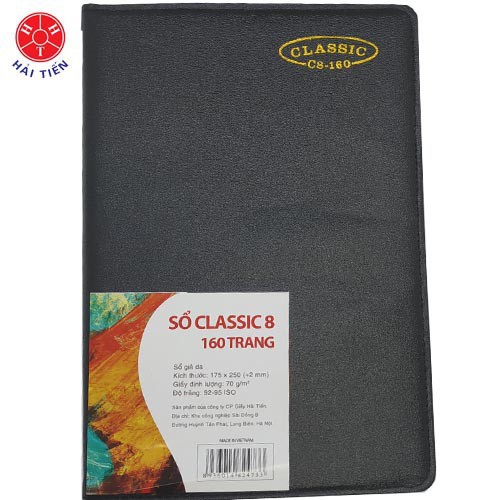 Sổ Bìa Da mềm CLassic KC6 nút bấm Hải Tiến 240 trang  Mã 4757, sổ khuy bấm, cài bấm kẻ ngang bấm cúc đen đỏ nâu