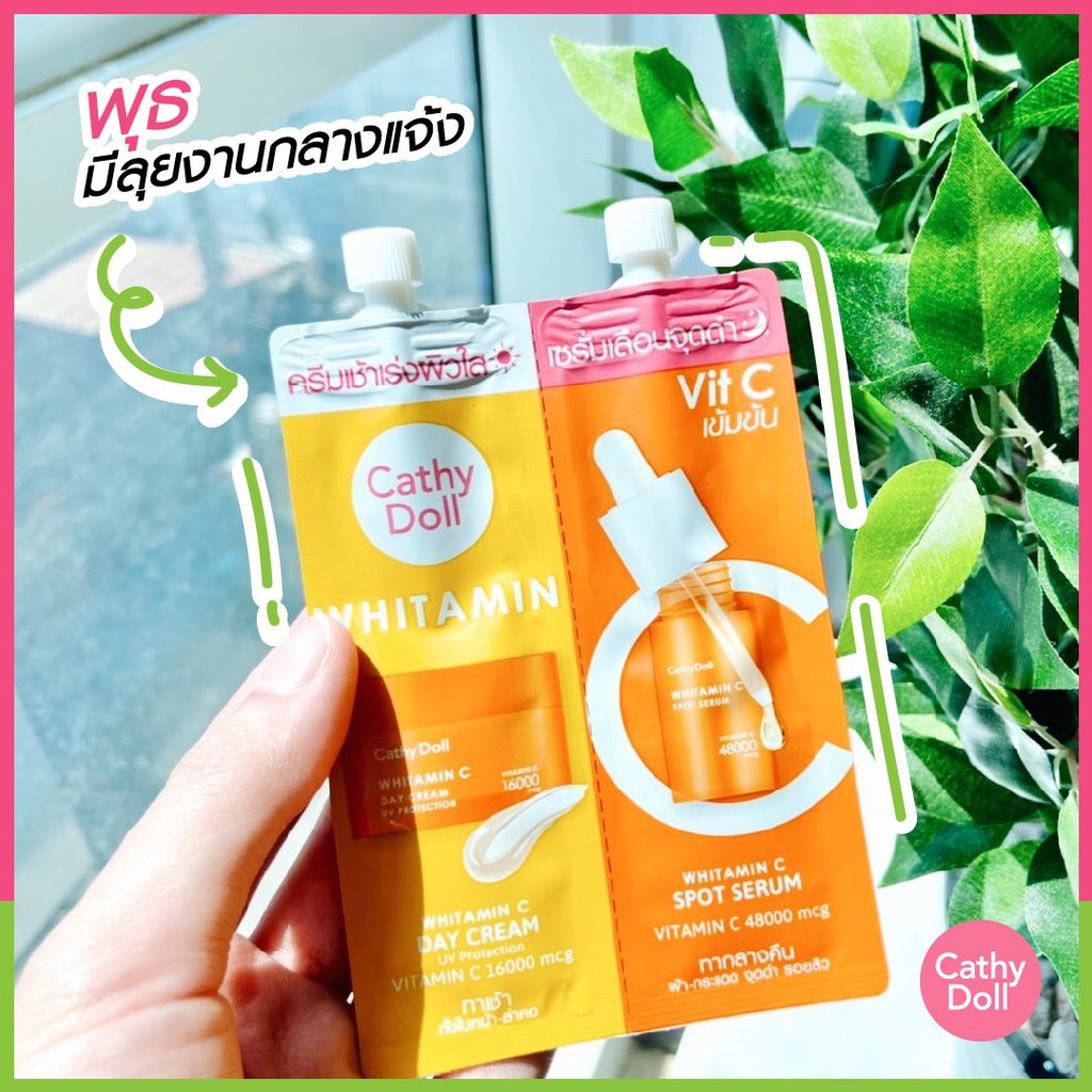 Dưỡng Da Cathy Doll Ngày và Đêm Whitamin C Day Cream & Whitamin C Spot Serum