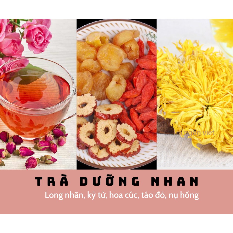 Set 30 gói trà dưỡng nhan - Đẹp da dáng xinh - Bồi bổ sức khỏe - Tặng kèm bình 1 lít, 3 gói đường detox, mật ong và túi