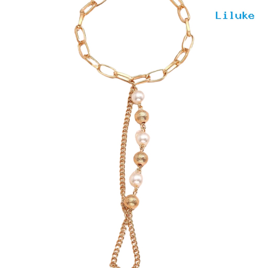 Bộ Vòng Tay Hạt Ngọc Trai Nhân Tạo Kết Nối Bằng Thép Không Gỉ