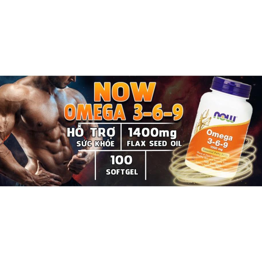 OMEGA 369 viên uống phát triển trí não đẹp da hạ mỡ máu Now Omega 3 6 9 100 Viên