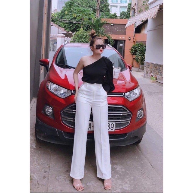 Quần Culottes ống suông khoá trước