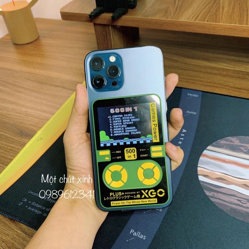 Sạc không dây Máy chơi game 500 trò chơi kiêm sạc dự phòng không dây 5000 mAh XGO - Máy chơi game cầm tay