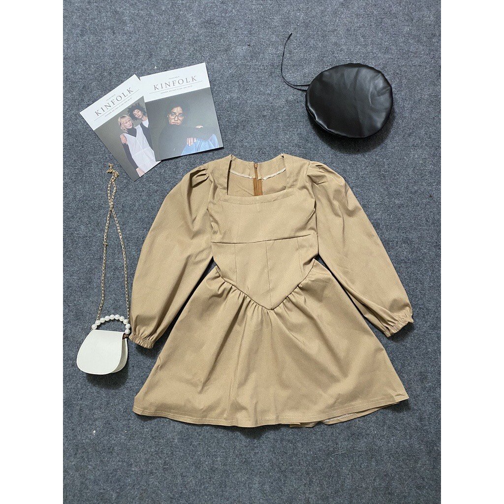 Váy Cổ Vuông Dáng Xoè Chữ A - Đầm Cổ Vuông Dáng Xoè Chữ A, Thiết Kế Tiểu Thư Mặc Tết Siêu Xinh, Chất Co Giãn | BigBuy360 - bigbuy360.vn