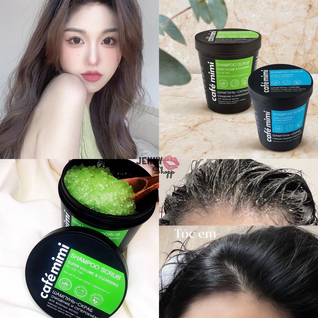 Tẩy Da Chết Tóc &amp; Da Đầu Nga Cafe Mimi Shampoo Scrub Super Volume &amp; Cleansing