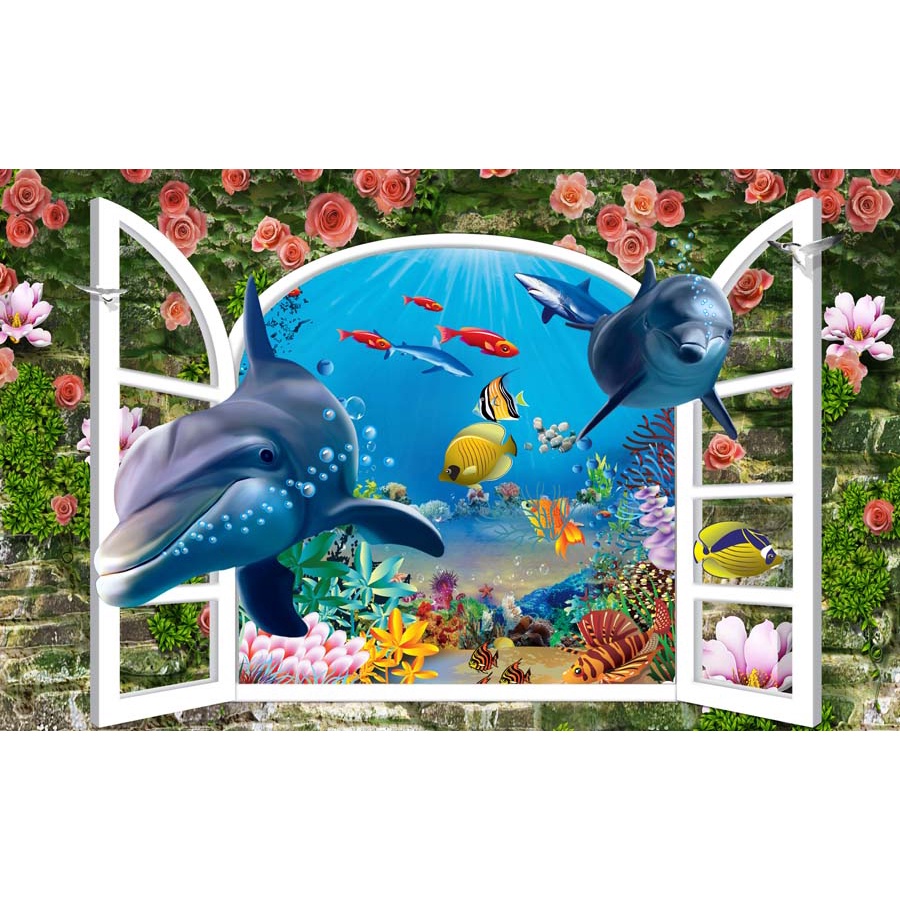 Tranh 3D Dán Tường Đại Dương không phai màu