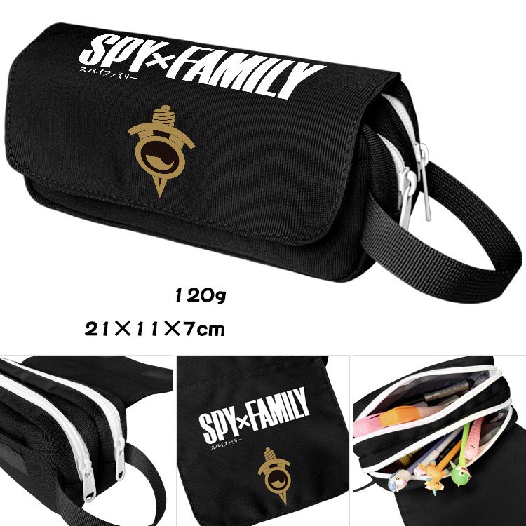 Hộp bút vải canvas khóa trắng in hình SPY X FAMILY anime chibi xinh xắn đi học tiện lợi