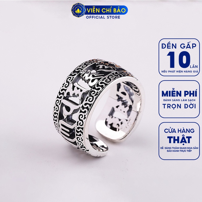 Nhẫn bạc nam Om Mani Padme Hum chất liệu bạc Thái 925 thời trang phụ kiện trang sức Viễn Chí Bảo N101205