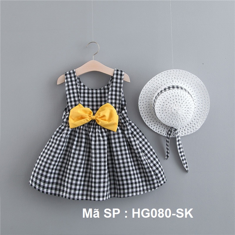 ⚡ FLASH SALE ⚡ - ⚡ HÀNG MỚI ⚡ - Váy đầm bé gái mùa hè - Họa tiết kẻ karo có nơ ngực dễ thương - HG080