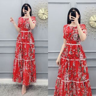 Váy maxi hoa tầng nhiều màu_ hàng thiết kế