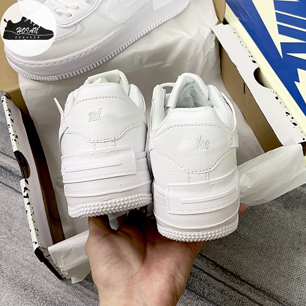 Giày Air Force 1 Shadow Triple White 1:1 Nam Nữ - Giày Sneaker AF1 Cổ Thấp Màu Trắng