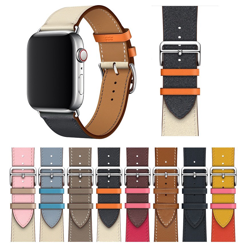 ✅ Dây da Mix 2 màu Apple Watch  Seri 1 2 3 4 5 6 SE [FULL SIZE 38 40 42 44]