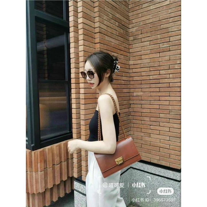 túi kẹp nách + đeo chéo nữ size 24 cm CK2-20840206 nâu full box