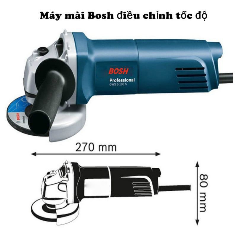 MÁY CẮT CẦM TAY 100MM RUỘT ĐỒNG GWS 6-100 TẶNG KÈM ĐĨA CẮT 1 TẤC, BẢO HÀNH 12 THÁNG