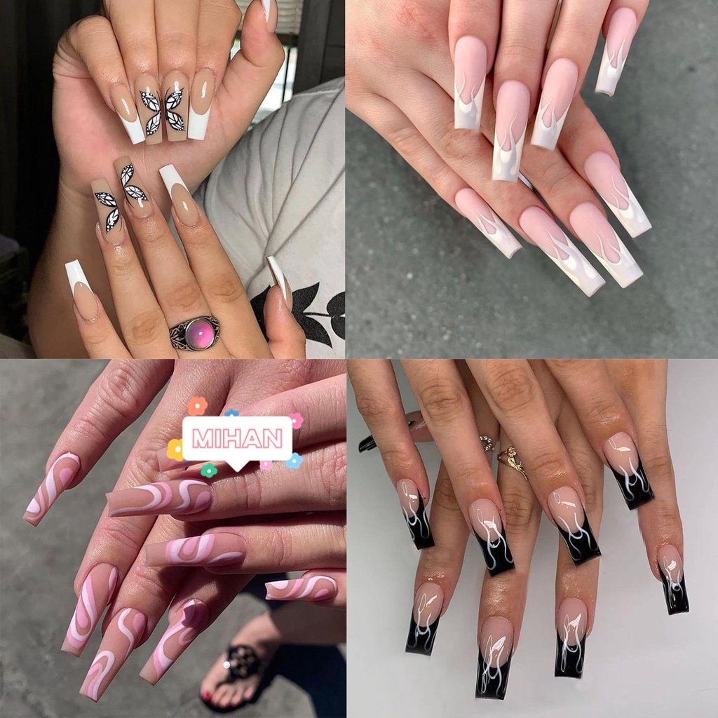 Hộp 24 Móng Tay Giả Che Phủ Toàn Diện Kiểu Pháp MIHAN1