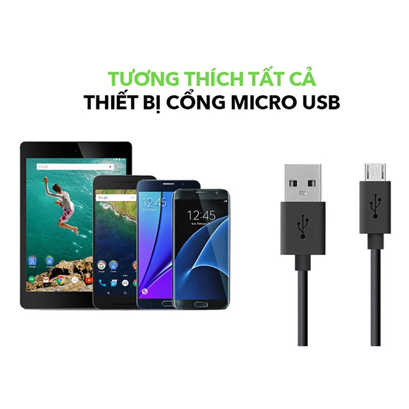Cáp Micro USB ngắn 20Cm sạc cấp nguồn cho Smartphone Máy tính bảng nhanh chóng