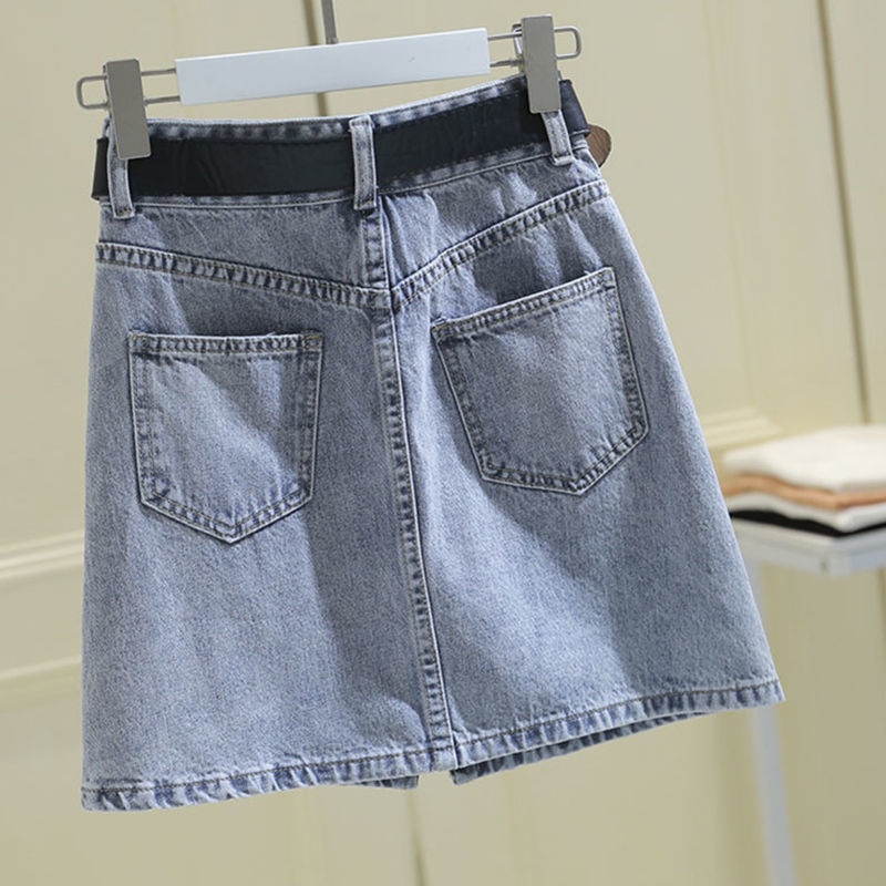 Chân váy jean COZOK lưng cao kiểu dáng đơn giản hợp thời trang