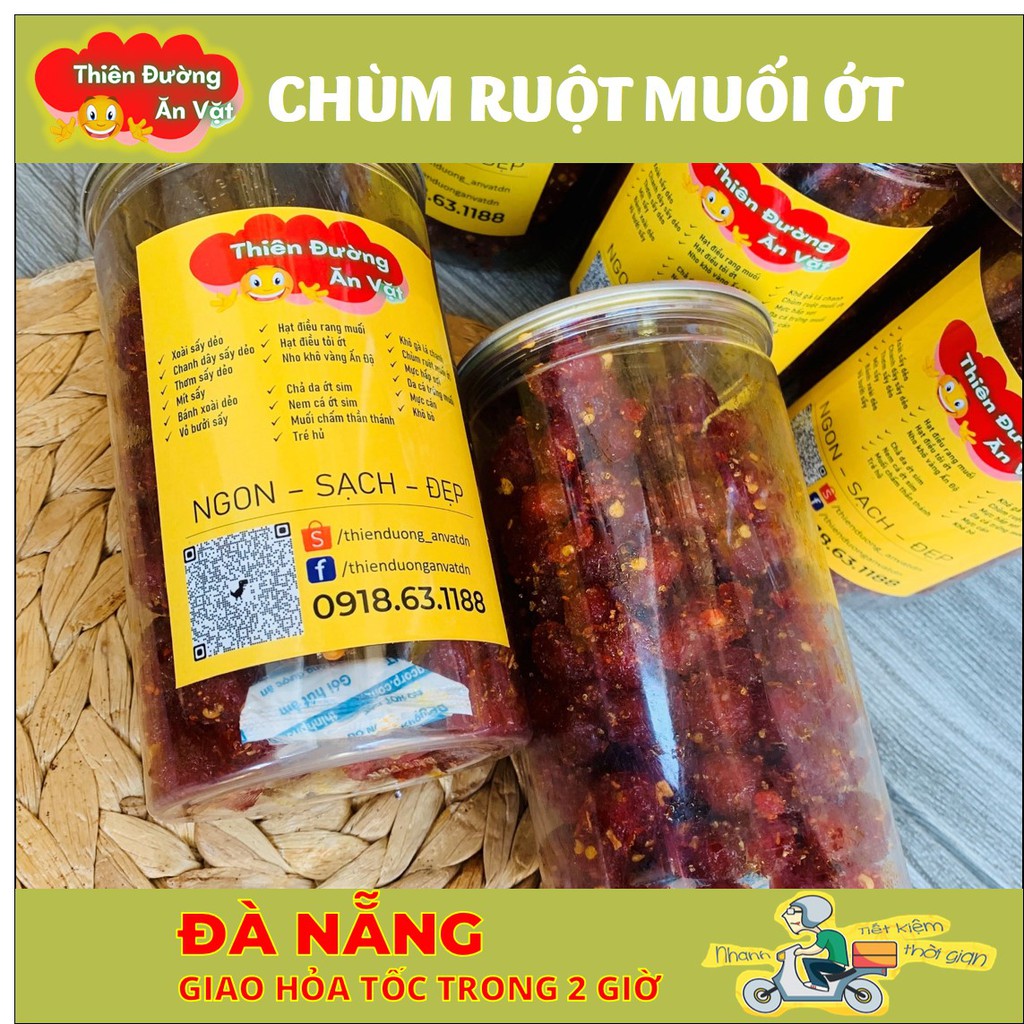 Đồ ăn vặt ngon - Chùm ruột muối ớt - Hủ pet 500g | BigBuy360 - bigbuy360.vn